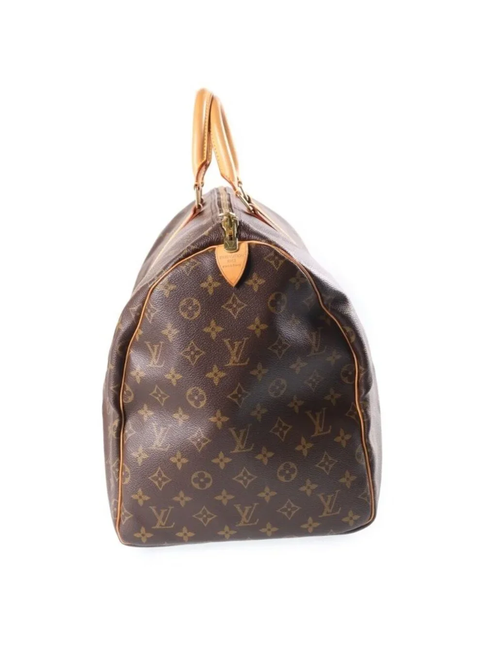 Louis Vuitton Monogram Keepall 55 Boston Bag Brown Leather